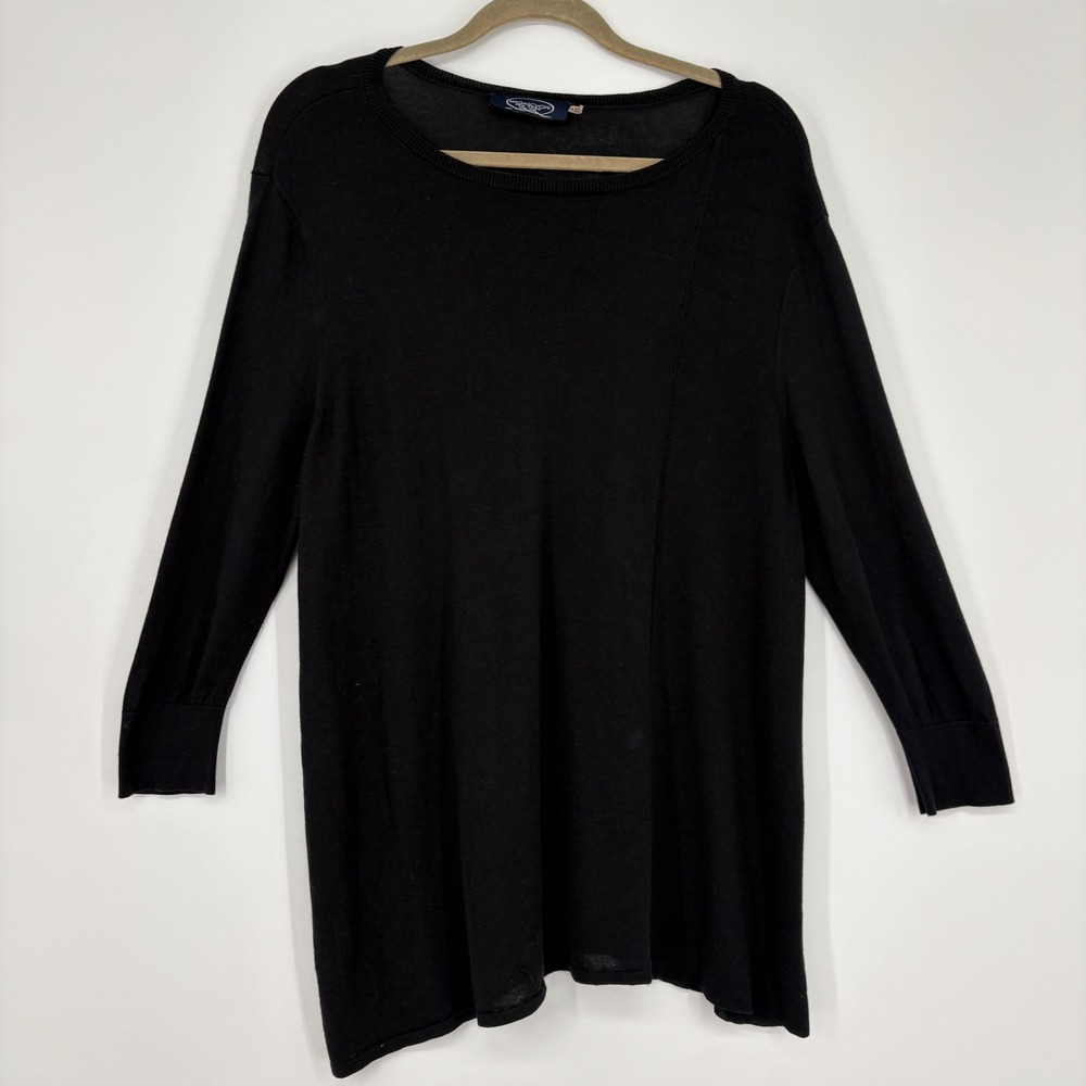 Magaschoni silk cashmere blend tunic sweater Round Neck Side Slit Black XL